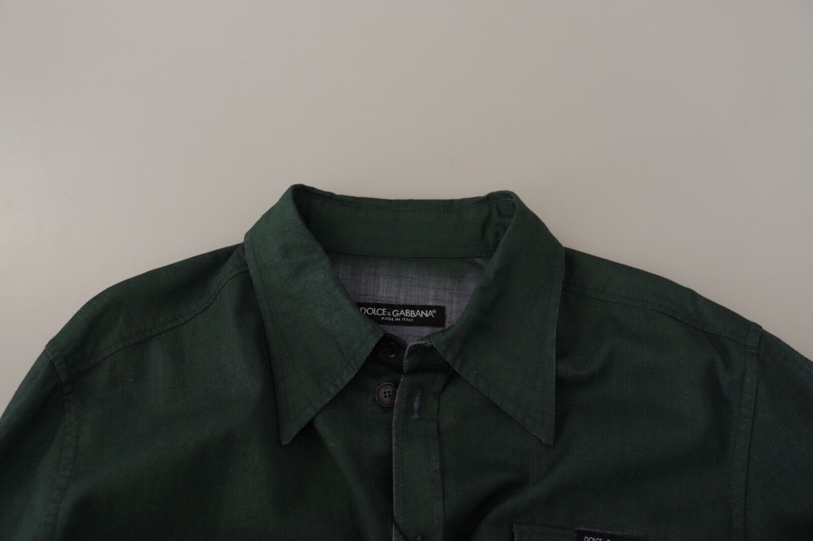 Dolce & Gabbana Dark Green Button Down Long Sleeves Men's Shirt