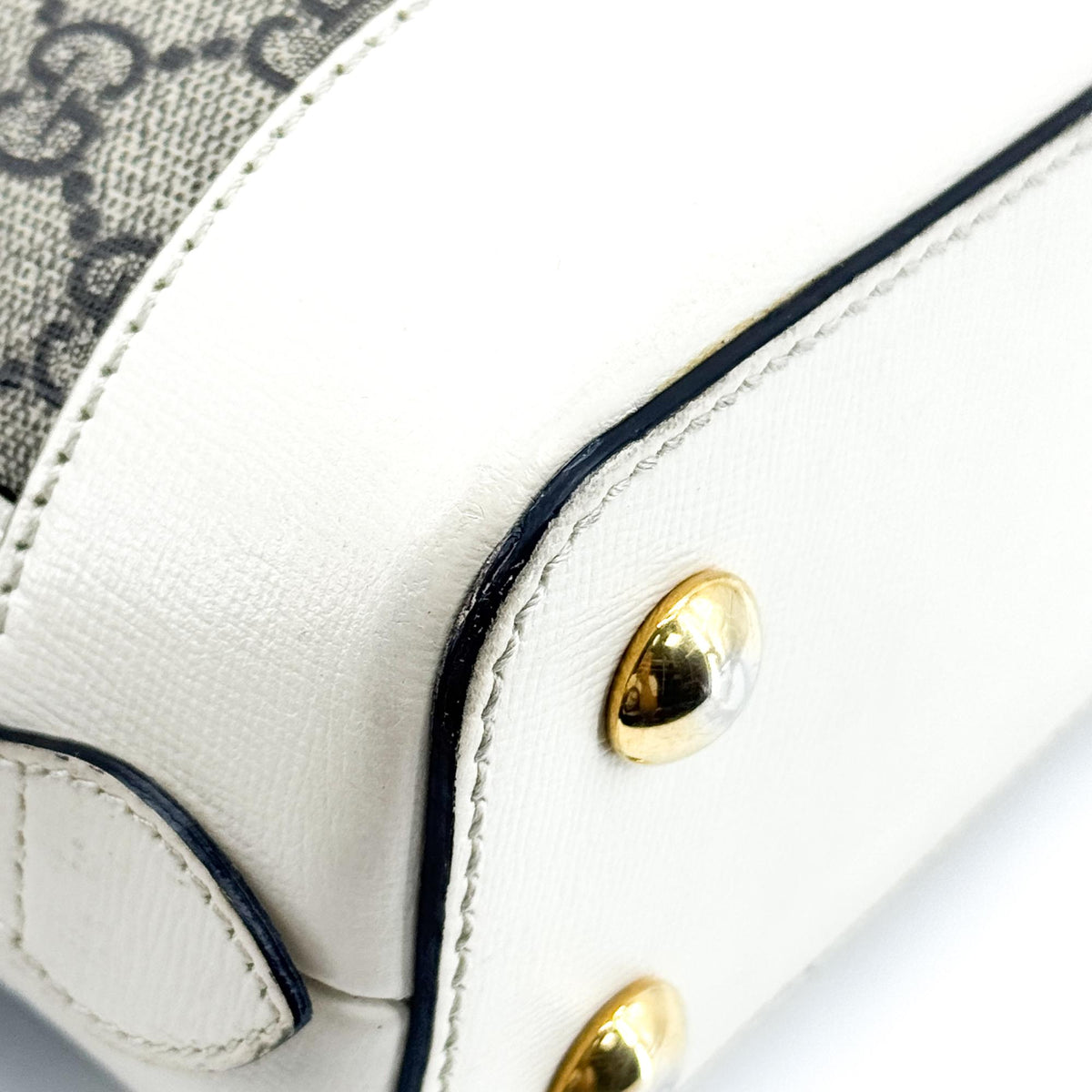 Gucci Horsebit 1955 Top Handle Gg Coated Canvas With Leather Beige Canvas Handbag (Pre-Owned)