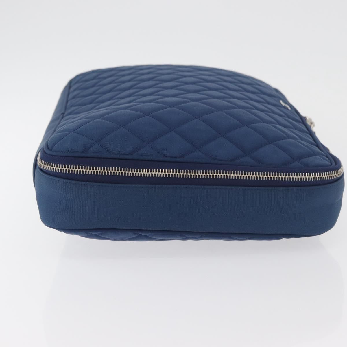 Chanel Laptop Sleeve Quilted Nylon Blue Nylon Clutche & Pouche Bag (Pre-Owned)