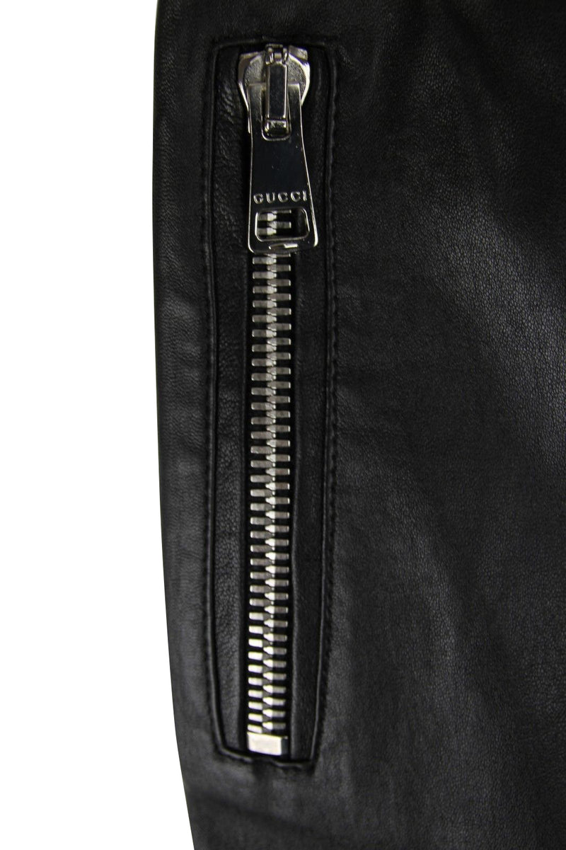 Gucci Women's Leggings Black Lamb Leather Stretch Pants