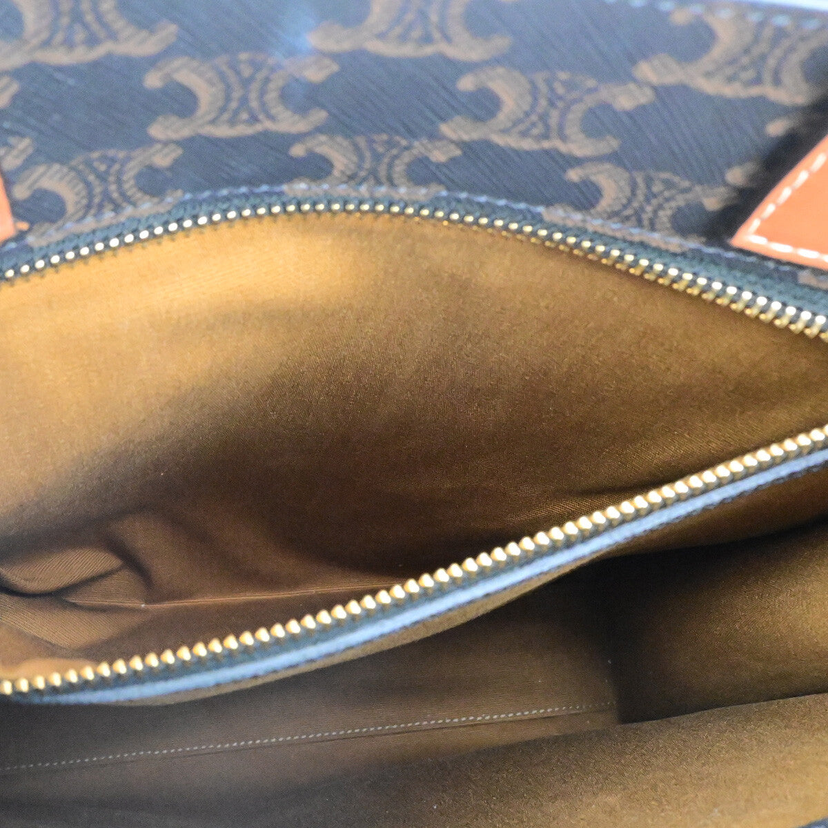 Celine Vertical Cabas Tote Triomphe Coated Canvas Brown Canvas Tote Bag Bag (Pre-Owned)