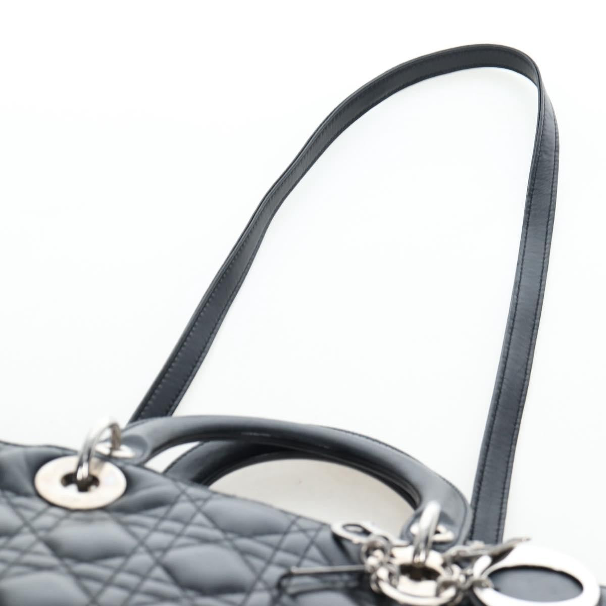 Christian Dior Lady Dior Lambskin Black Leather Handbag (Pre-Owned)
