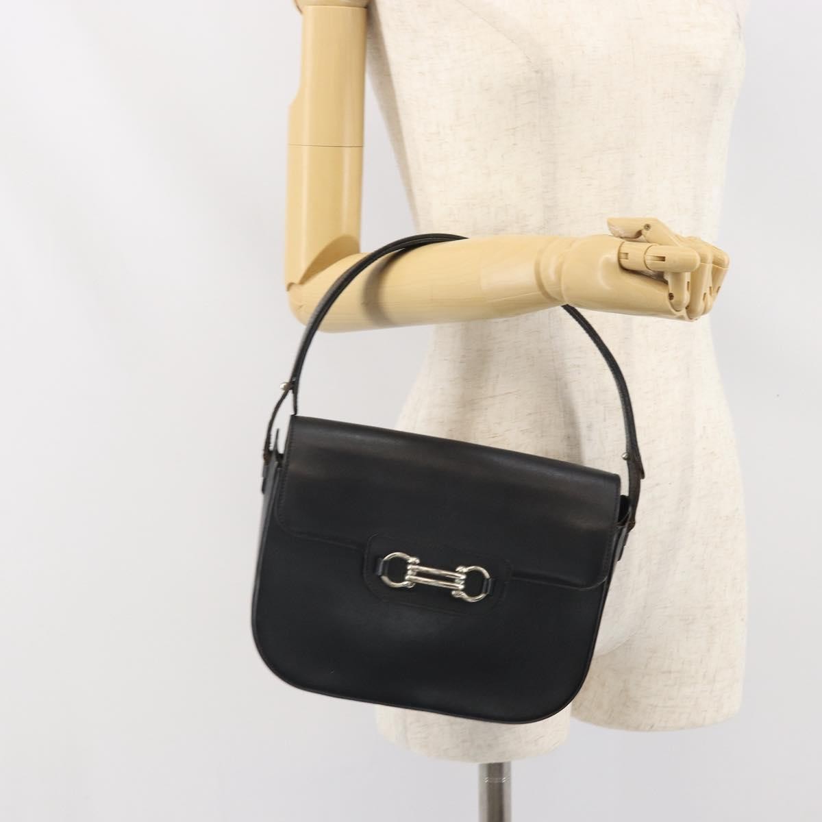 Christian Dior Shoulder Leather Black Leather Shoulder Bag Bag (Pre-Owned)