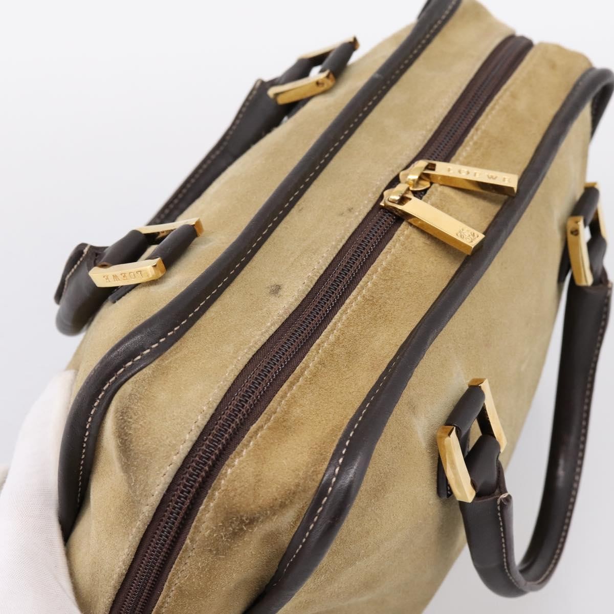 Loewe Amazona Suede Beige Suede Handbag (Pre-Owned)