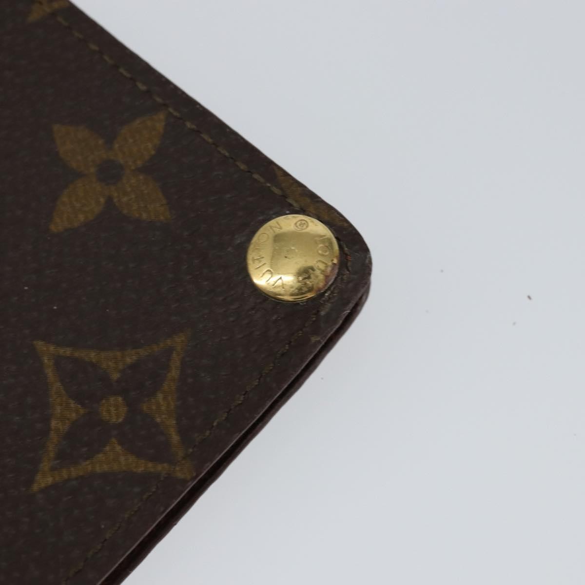 Louis Vuitton Porte Cartes Pression Card Case Monogram Canvas Brown Canvas Card Holders Accessory (Pre-Owned)