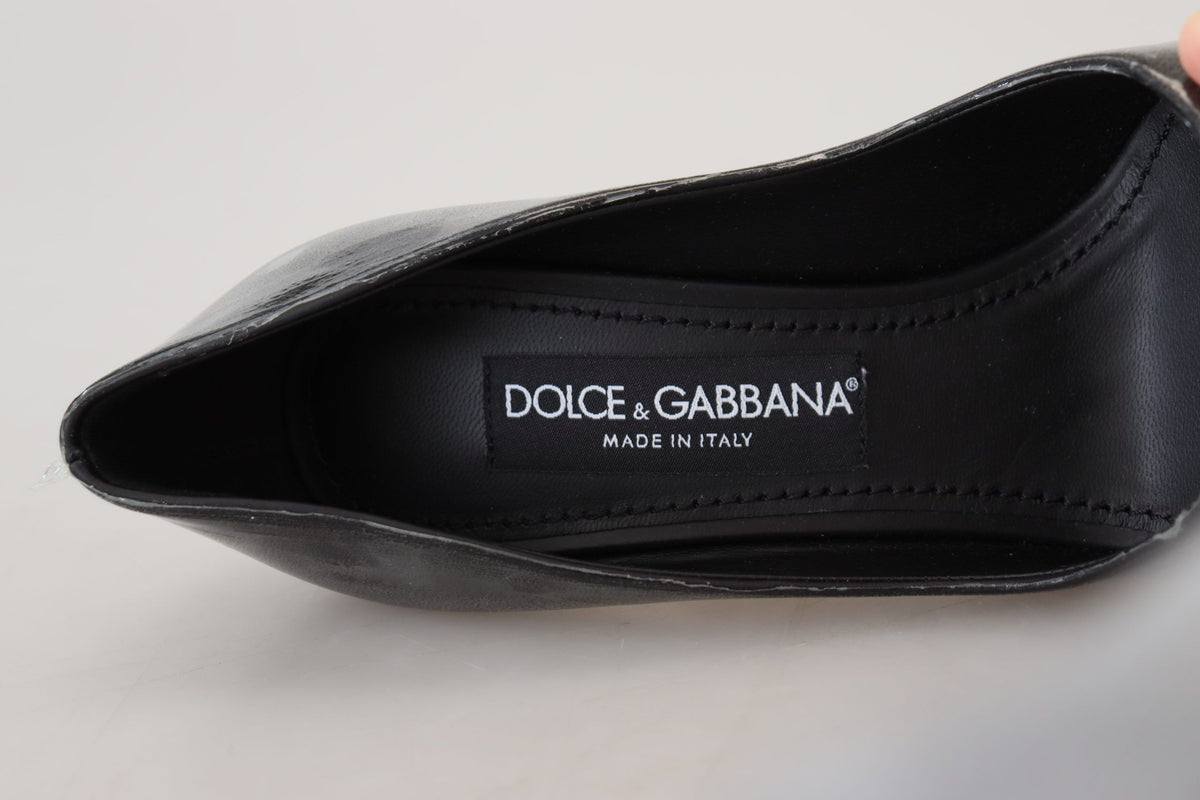 Dolce & Gabbana Black Leather Heels Pumps Plastic Wrapped Women's Shoes