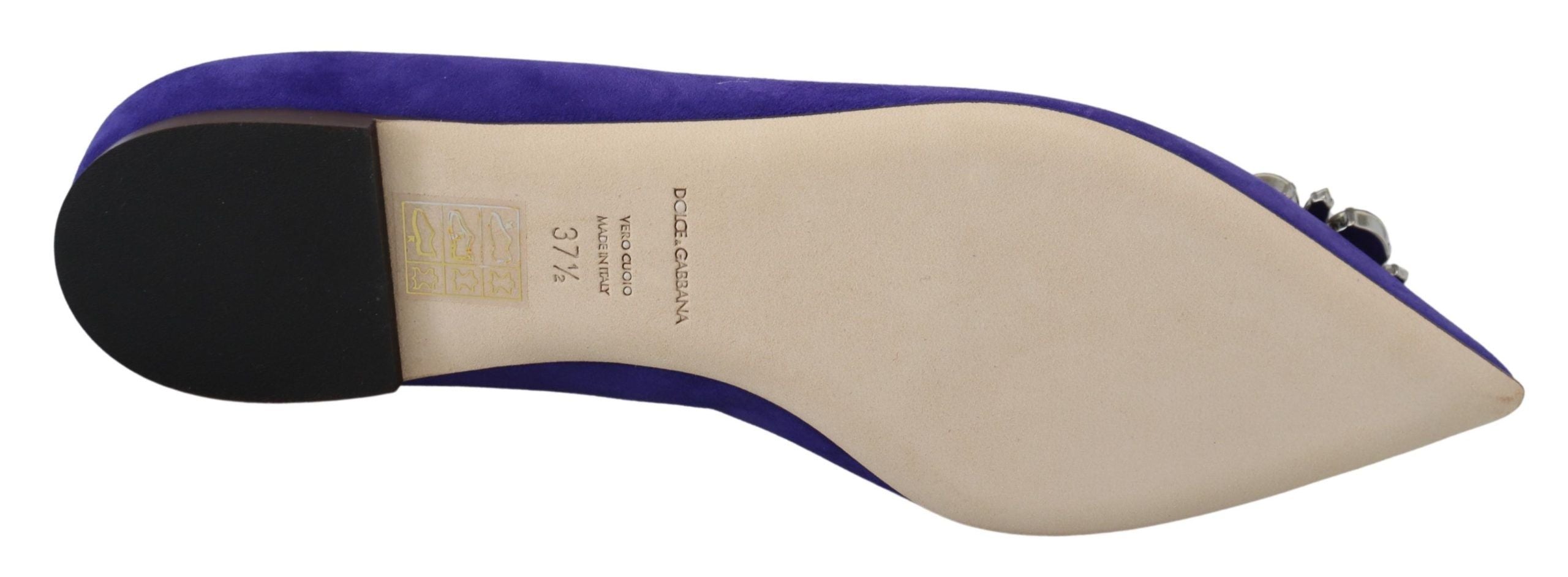 Dolce & Gabbana Purple Suede Crystals Loafers Flats Women's Shoes