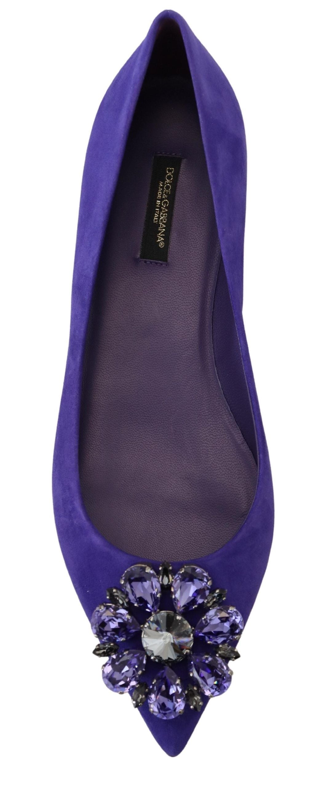 Dolce & Gabbana Purple Suede Crystals Loafers Flats Women's Shoes