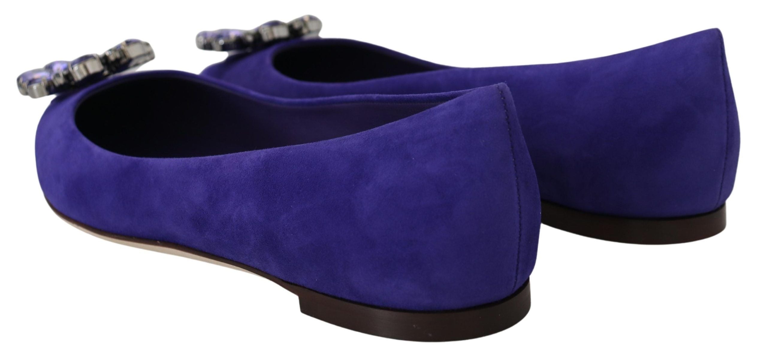 Dolce & Gabbana Purple Suede Crystals Loafers Flats Women's Shoes