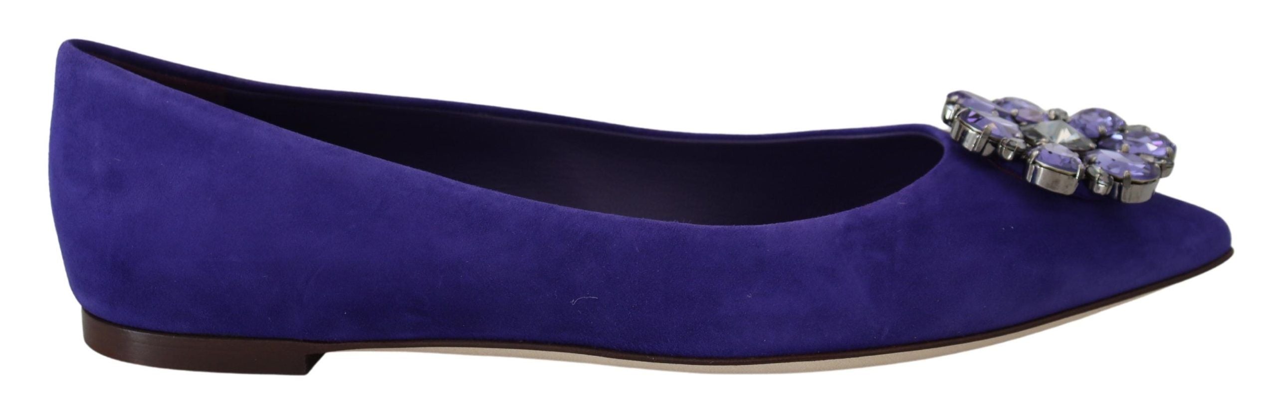 Dolce & Gabbana Purple Suede Crystals Loafers Flats Women's Shoes