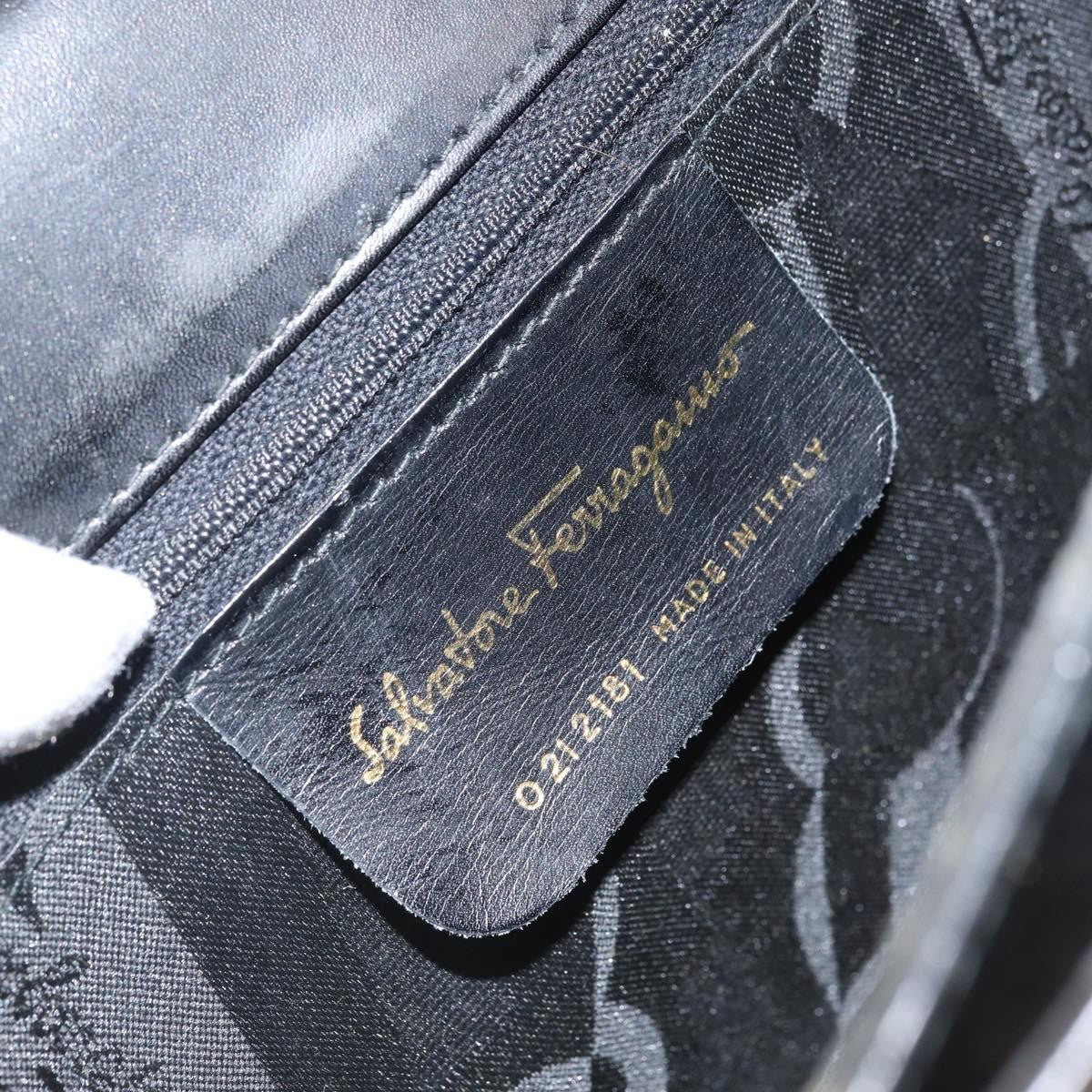 Salvatore Ferragamo Gancini Convertible Top Handle Leather Black Leather Handbag (Pre-Owned)