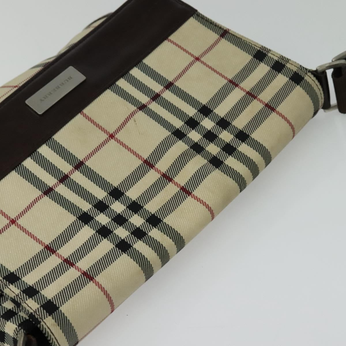 Burberry Vintage Flap Haymarket Canvas Beige Nylon Shoulder Bag Bag (Pre-Owned)