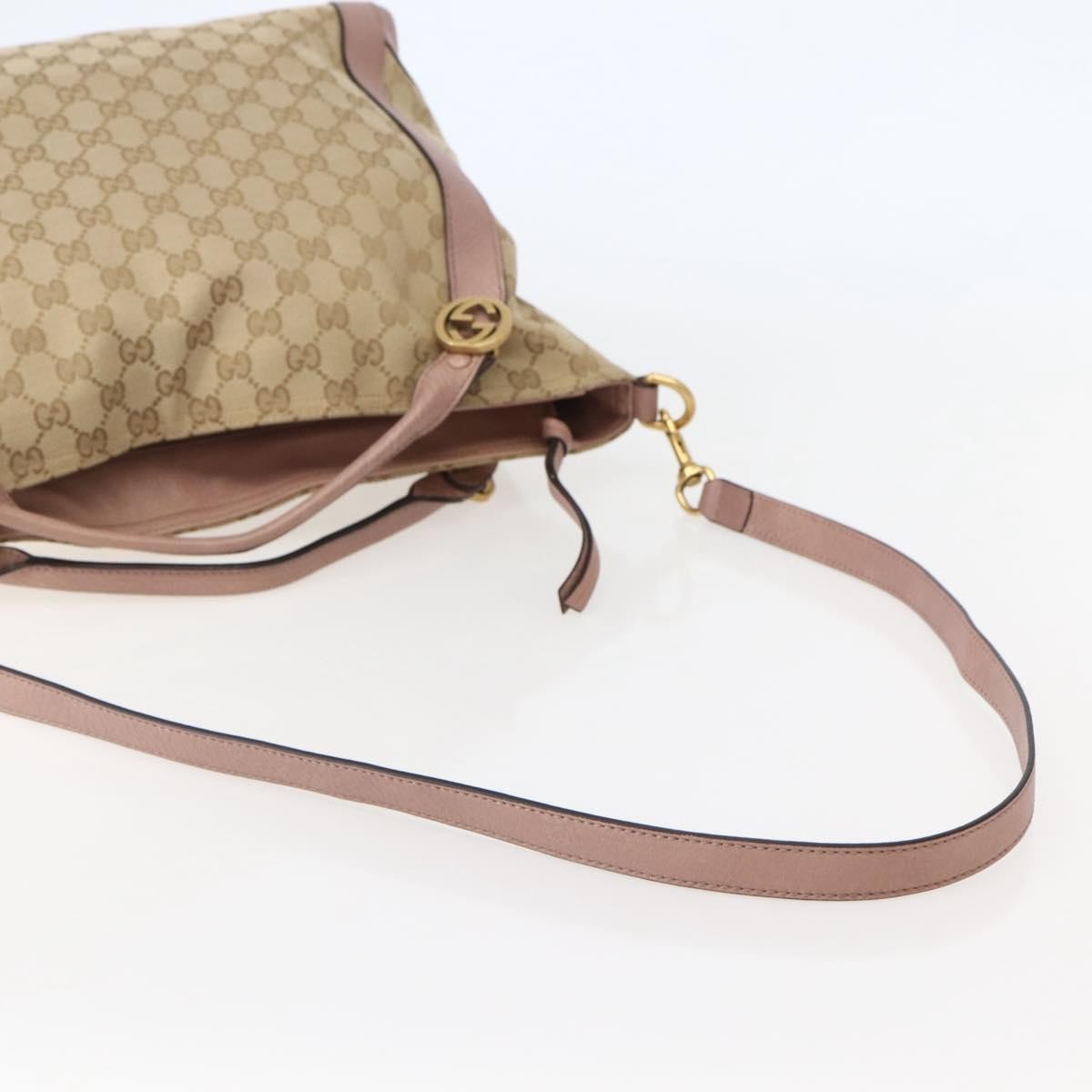 Gucci Vintage Interlocking G Canvas And Leather Beige Canvas Handbag (Pre-Owned)