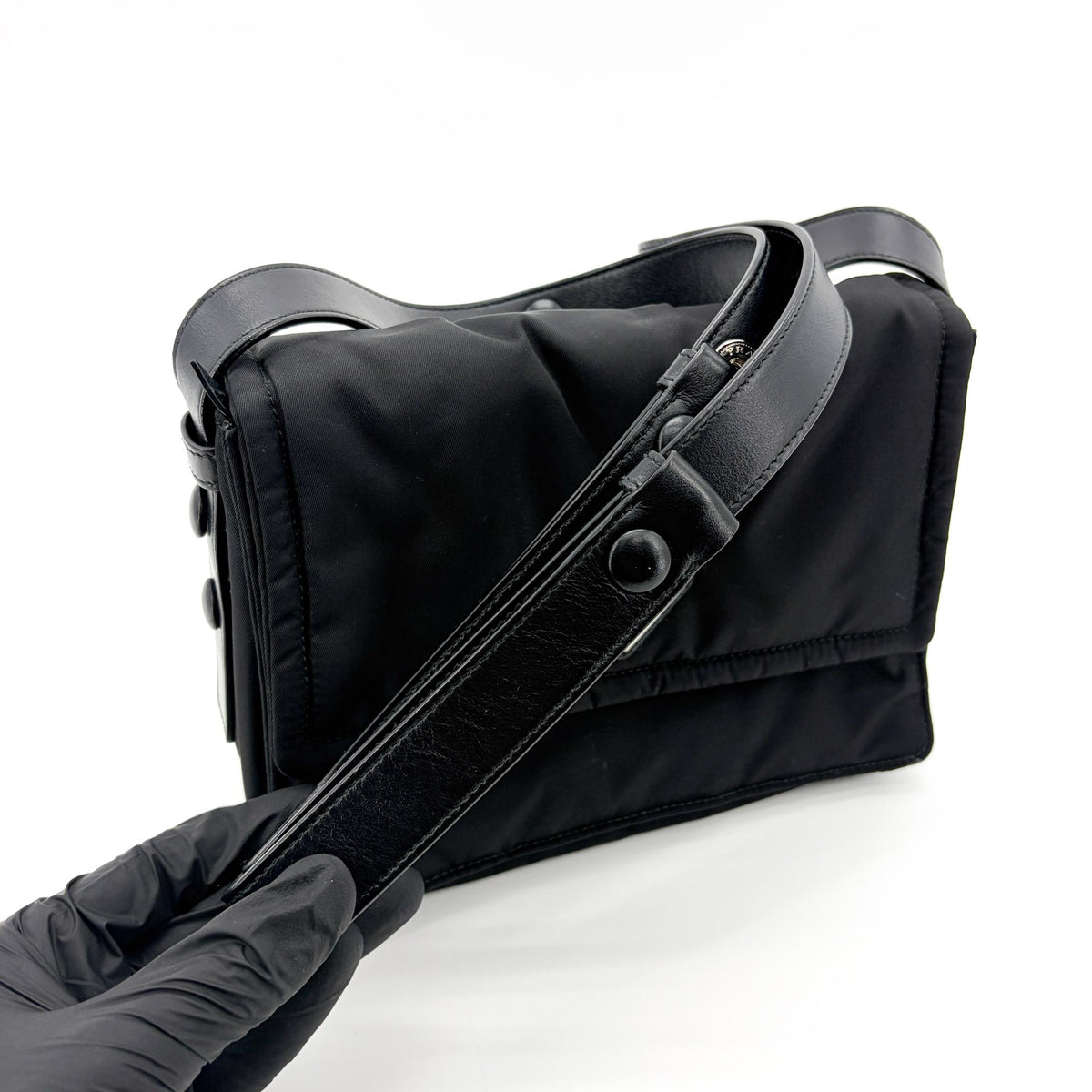 Prada Padded Flap Re-Nylon Black Nylon Shoulder Bag Bag (Pre-Owned)