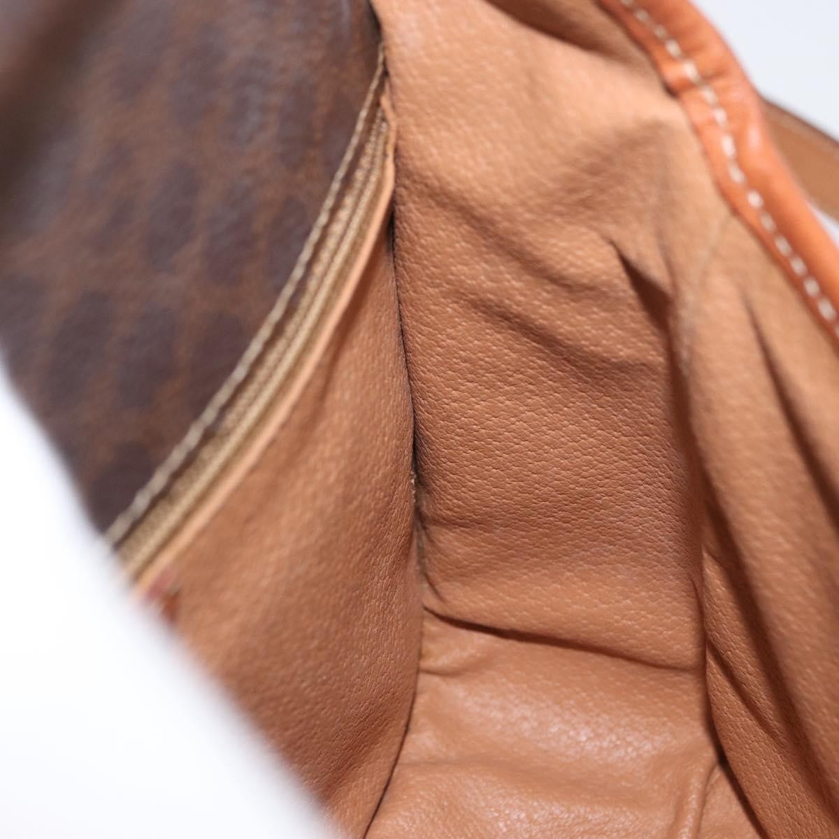 Celine Vintage Macadam Circle Logo Canvas And Leather Brown Canvas Shoulder Bag Bag (Pre-Owned)