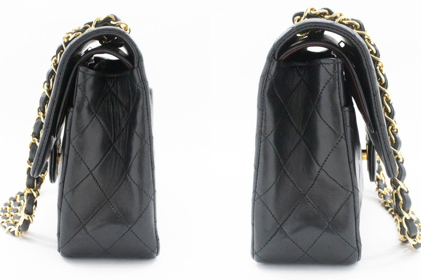 Chanel Classic Flap Lambskin Black Leather Crossbody Bag Bag (Pre-Owned)