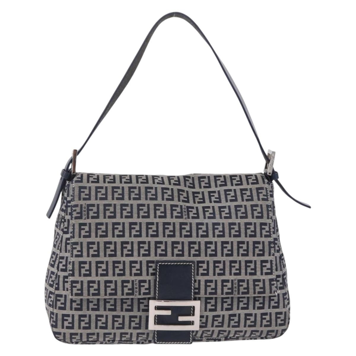 Fendi Fendi Mamma Baguette Monogram Canvas Navy Canvas Handbag (Pre-Owned)