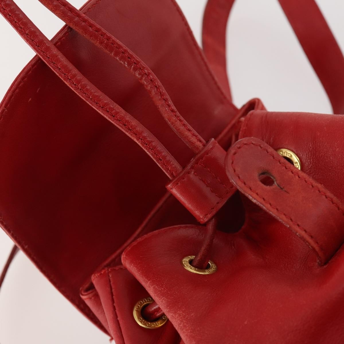 Gucci Vintage Bamboo Leather Red Leather Backpack Bag (Pre-Owned)