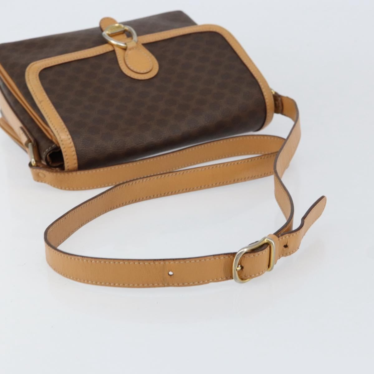 Celine Vintage Macadam Canvas And Leather Brown Canvas Shoulder Bag Bag (Pre-Owned)