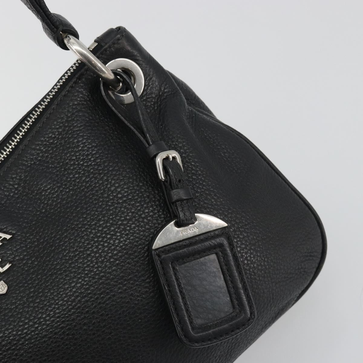 Prada Vitellino Mordo Hobo Leather Black Leather Shoulder Bag Bag (Pre-Owned)