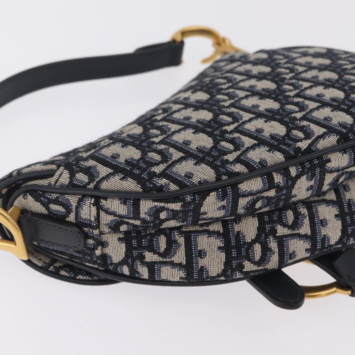 Christian Dior Saddle Oblique Canvas Navy Canvas Handbag (Pre-Owned)