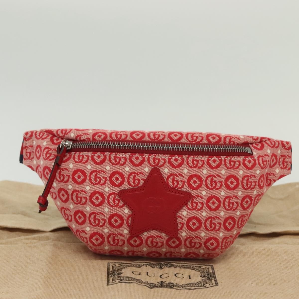 Gucci Children's Belt Printed Gg Coated Canvas Red Canvas Handbag (Pre-Owned)