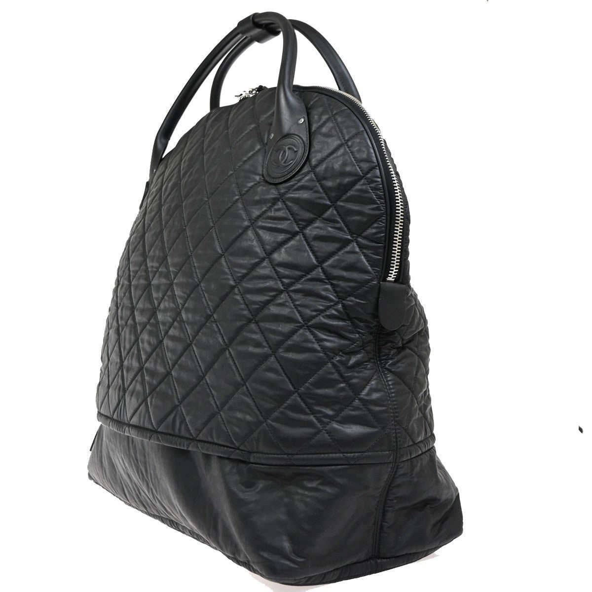 Chanel Horizontal Sport Weekender Quilted Coated Canvas Black Nylon Handbag (Pre-Owned)