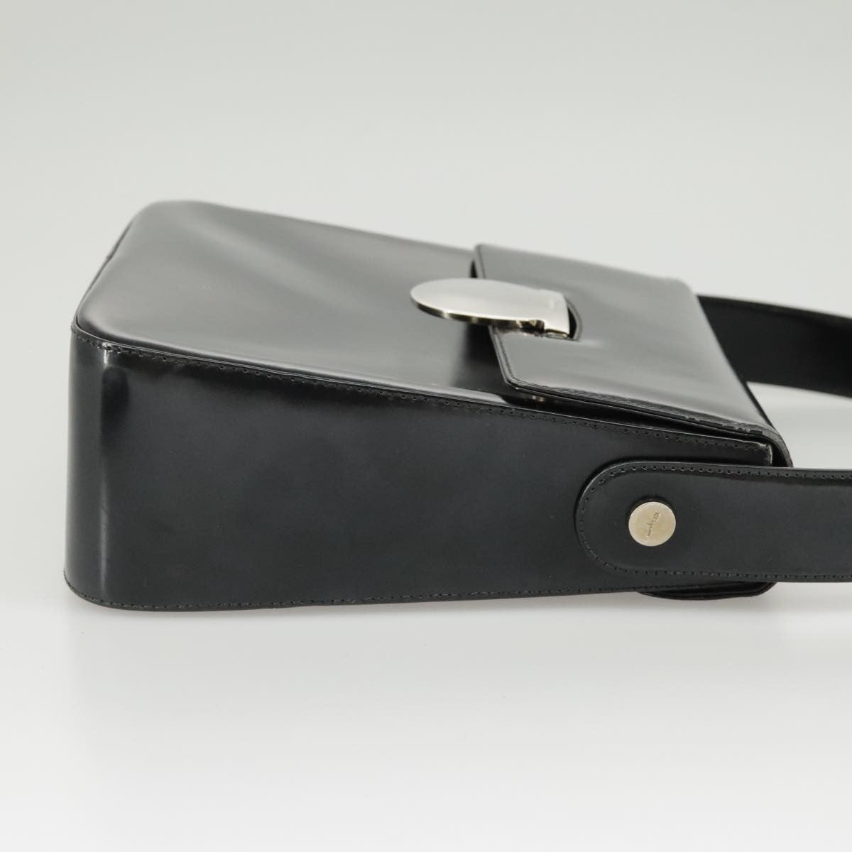 Salvatore Ferragamo Vintage Top Handle Leather Black Leather Handbag (Pre-Owned)