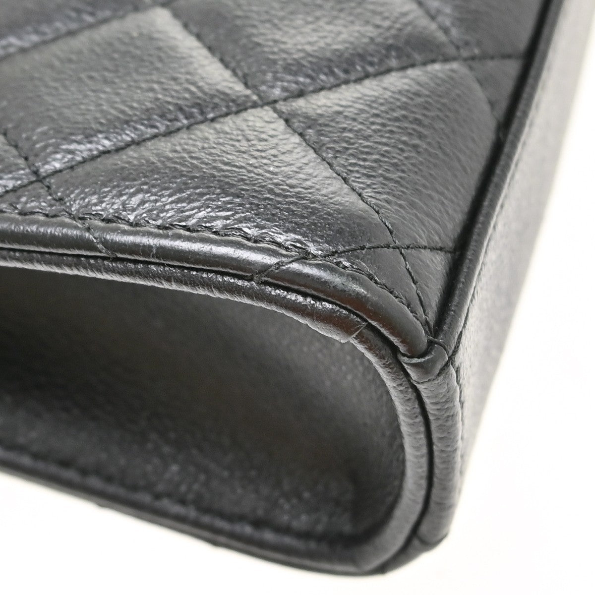 Chanel Cc Flap Phone Holder Quilted Caviar Black Leather Shoulder Bag Bag (Pre-Owned)