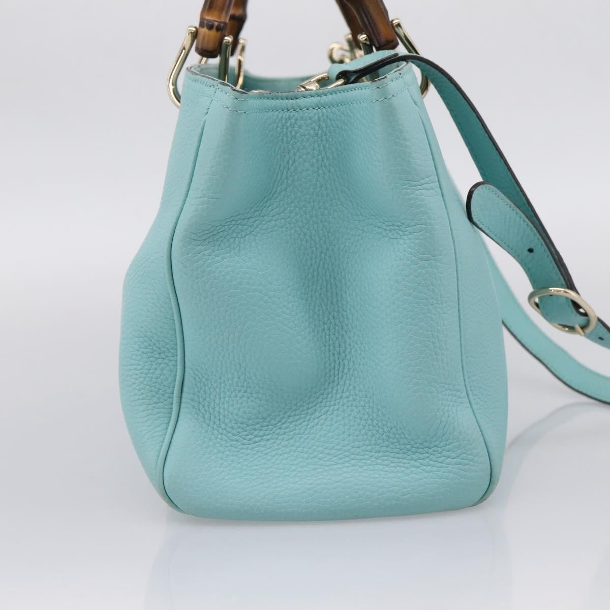 Gucci Bamboo Shopper Leather Blue Leather Tote Bag Bag (Pre-Owned)