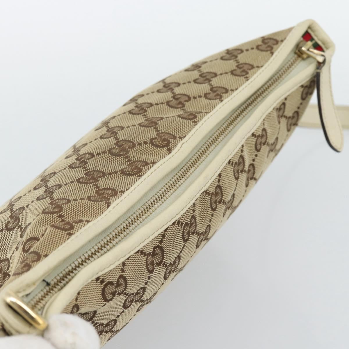 Gucci Britt Half Moon Hobo Gg Canvas And Leather Beige Canvas Shoulder Bag Bag (Pre-Owned)