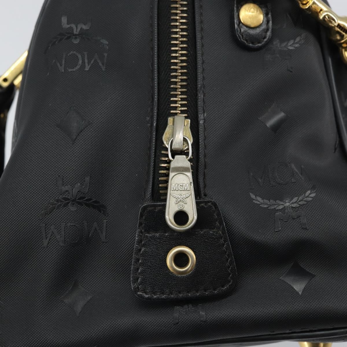 MCM Visetos Logogramme Canvas And Leather Black Canvas Handbag (Pre-Owned)