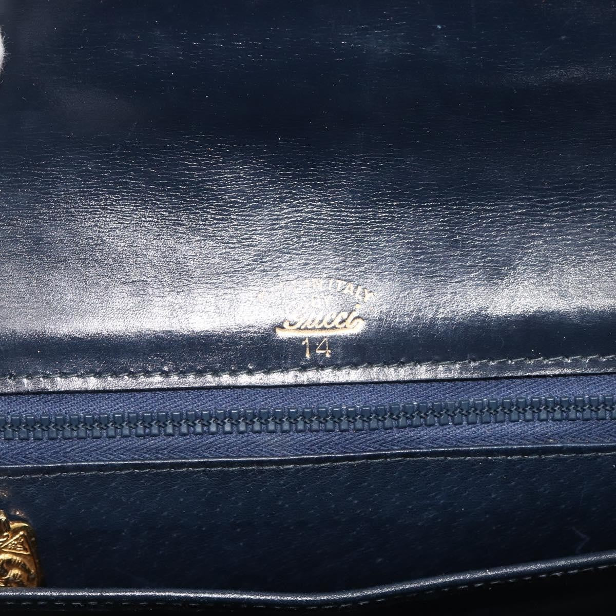 Gucci Vintage Leather Navy Leather Shoulder Bag Bag (Pre-Owned)
