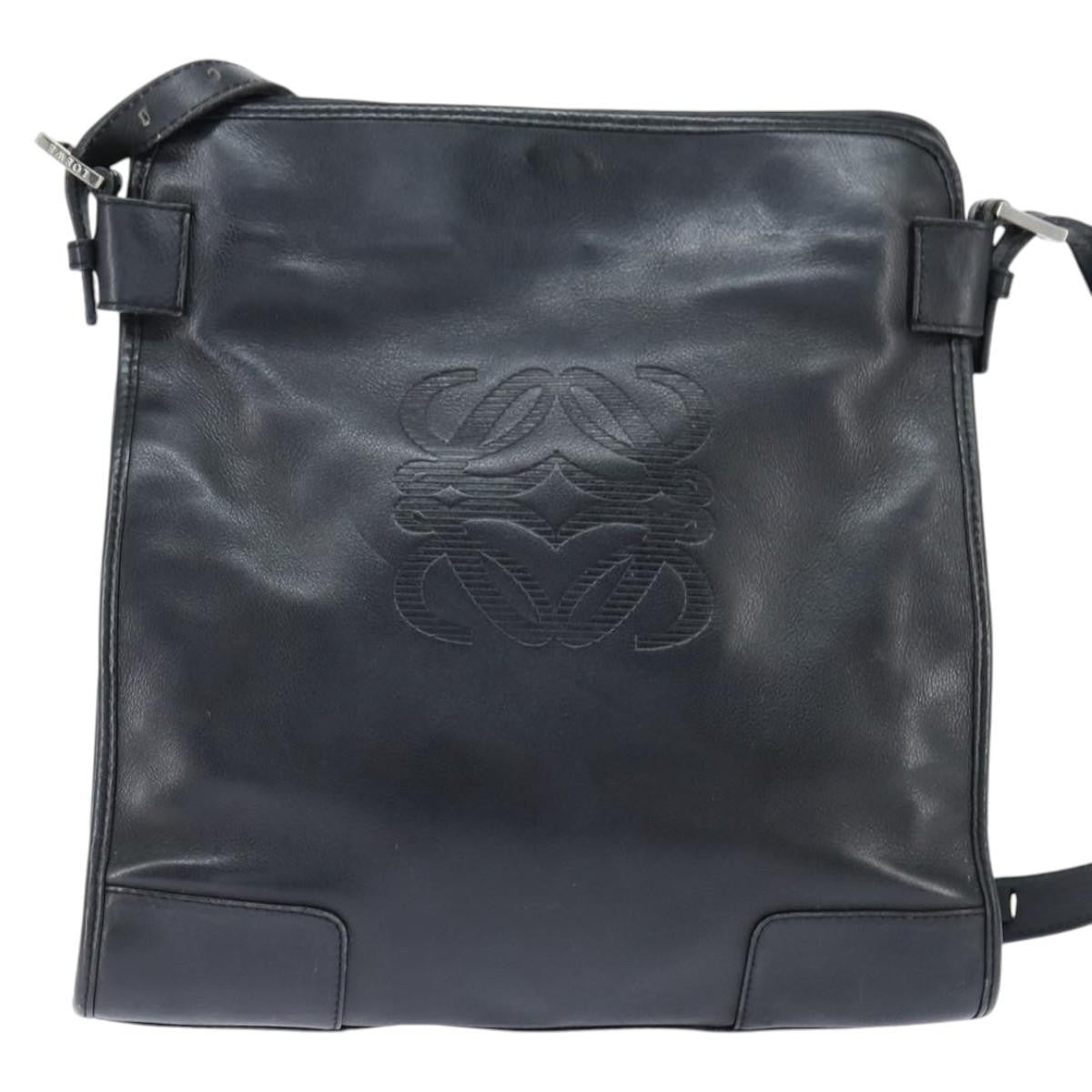 Loewe Anagram Leather Black Leather Shoulder Bag Bag (Pre-Owned)