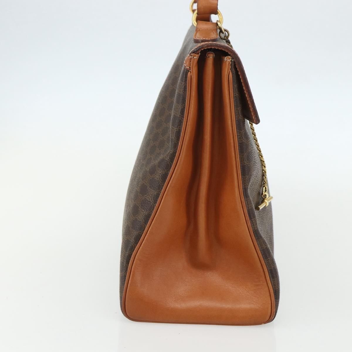 Celine Vintage Macadam Canvas And Leather Brown Canvas Handbag (Pre-Owned)