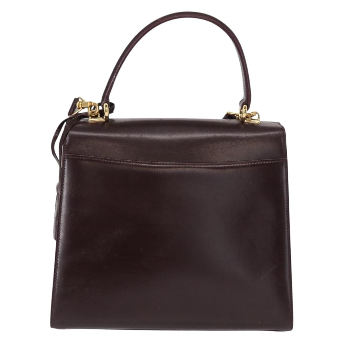 Gucci Vintage Lady Lock Top Handle Leather Burgundy Leather Handbag (Pre-Owned)