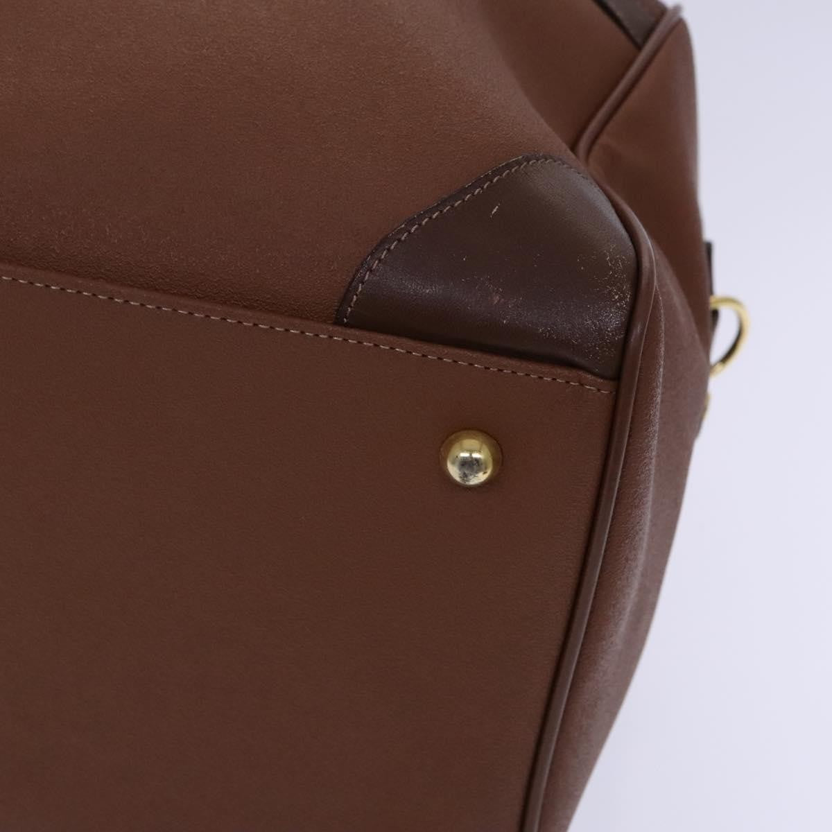 Burberry Nova Check Boston Canvas Brown Leather Handbag (Pre-Owned)