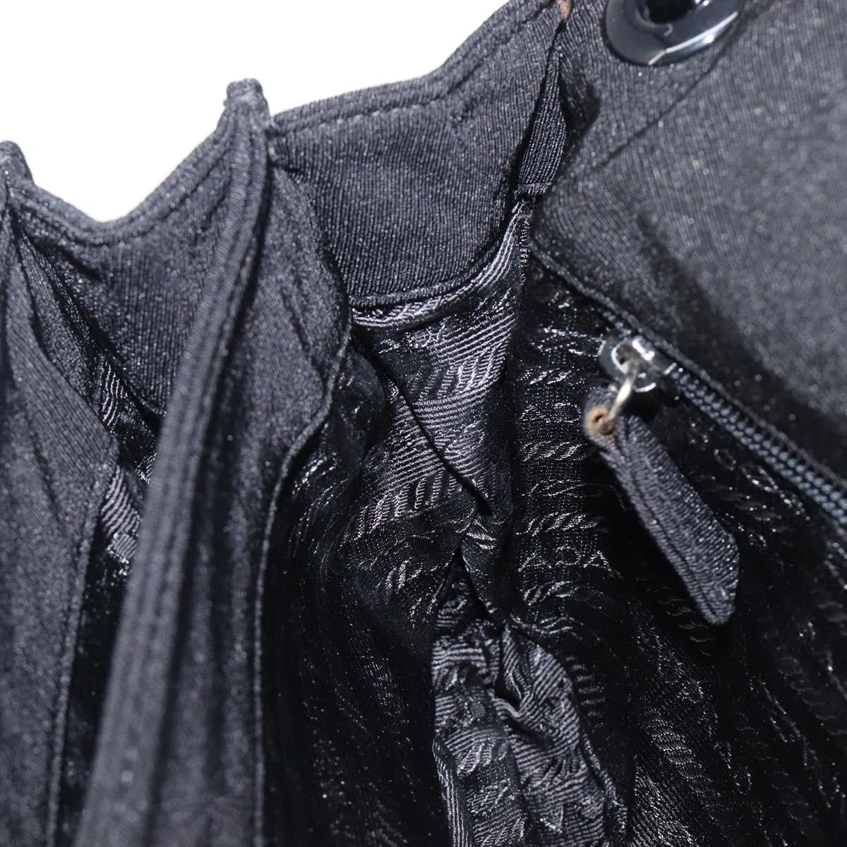 Prada Plastic Chain Flap Bag Canvas Black Cotton Shoulder Bag Bag (Pre-Owned)