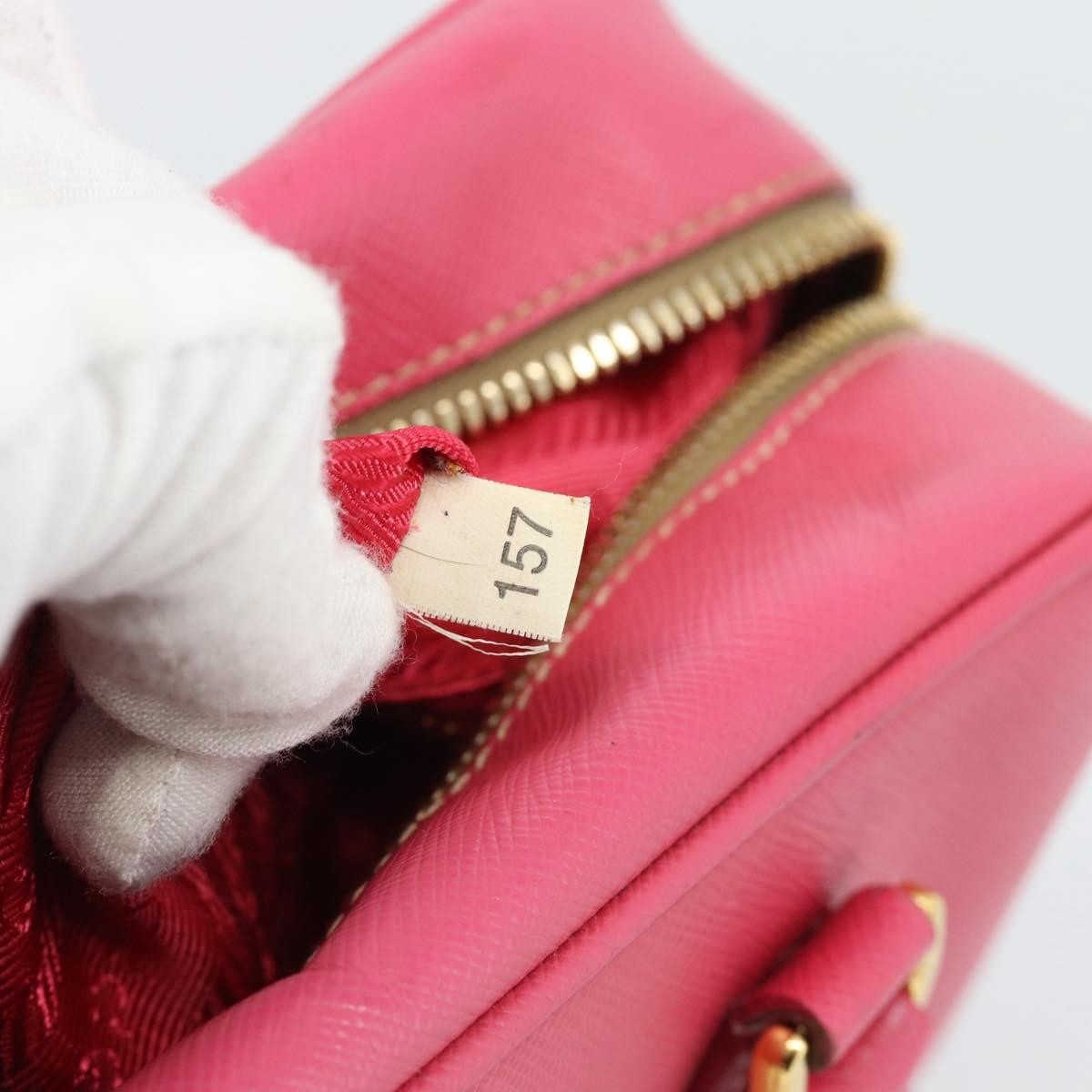 Prada Bauletto Saffiano Leather Pink Leather Handbag (Pre-Owned)