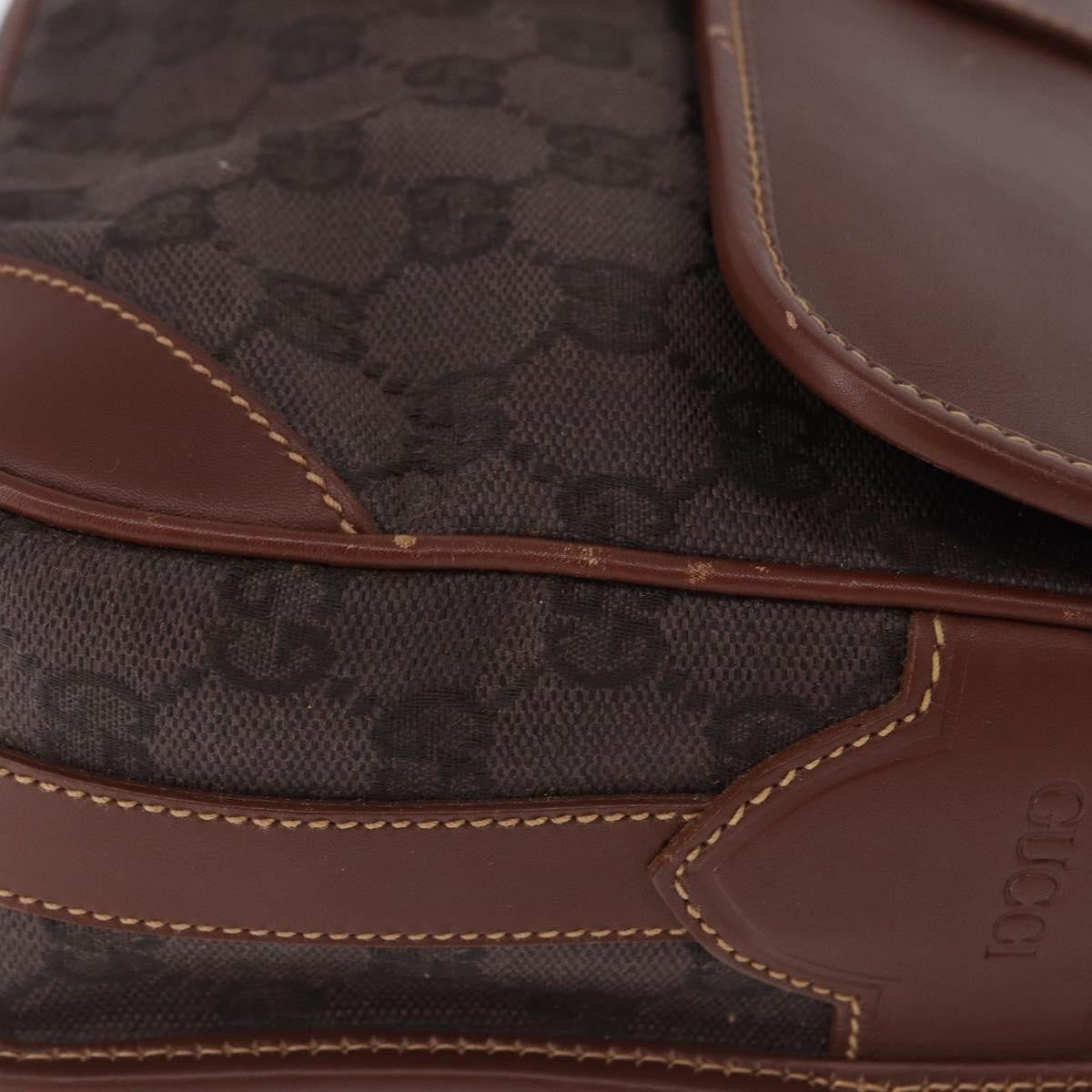 Gucci Flap Shoulder Bag Gg Canvas & Leather Brown Canvas Crossbody Bag Bag (Pre-Owned)