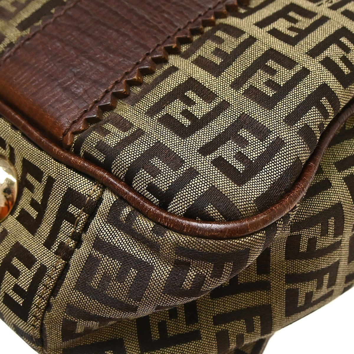 Fendi Open Tote Zucchino Canvas Brown Canvas Handbag (Pre-Owned)