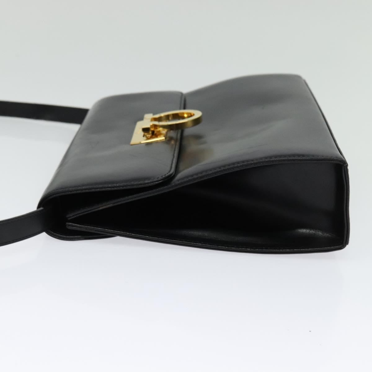 Salvatore Ferragamo Gancini Leather Black Leather Shoulder Bag Bag (Pre-Owned)