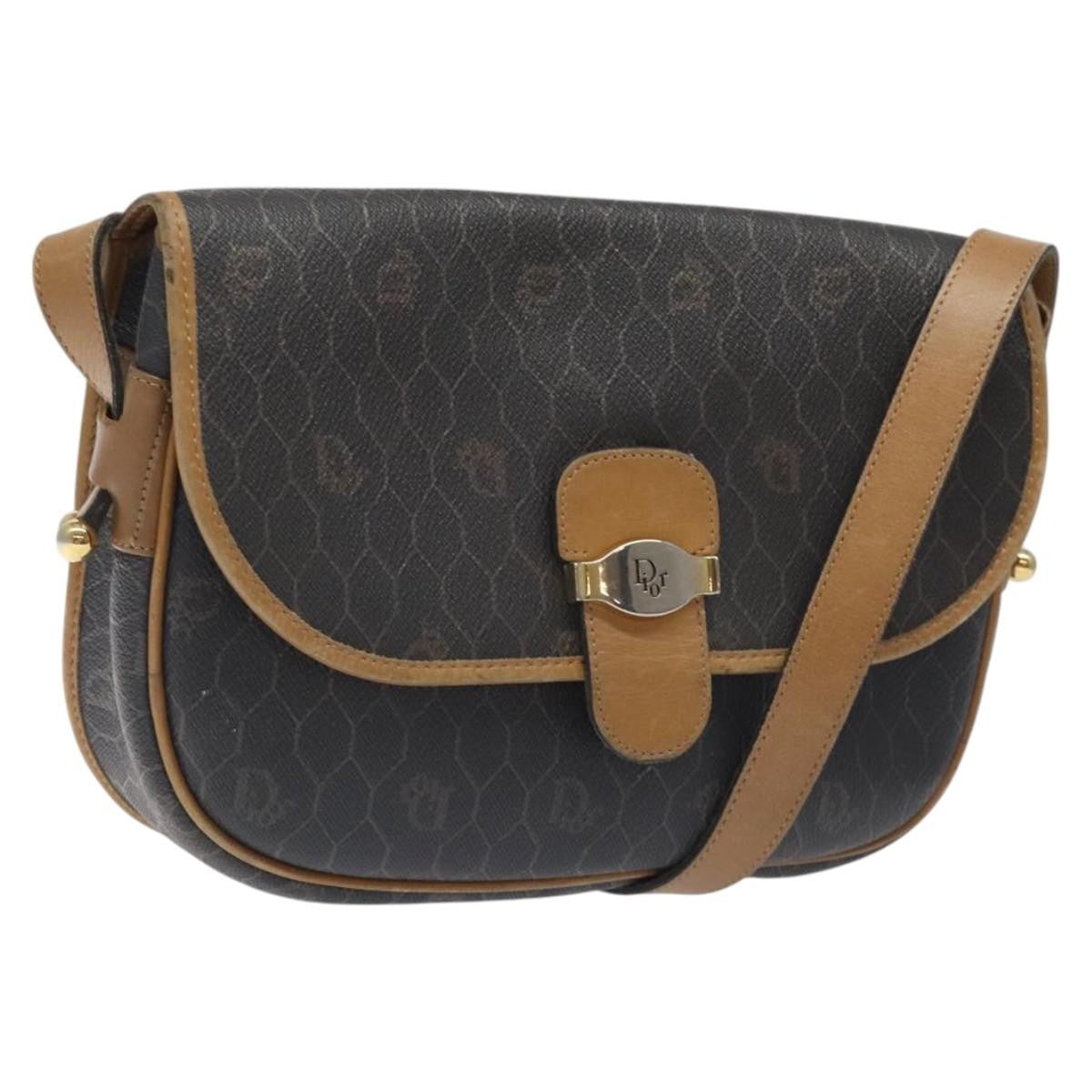 Christian Dior Vintage Honeycomb Canvas Black Canvas Shoulder Bag Bag (Pre-Owned)