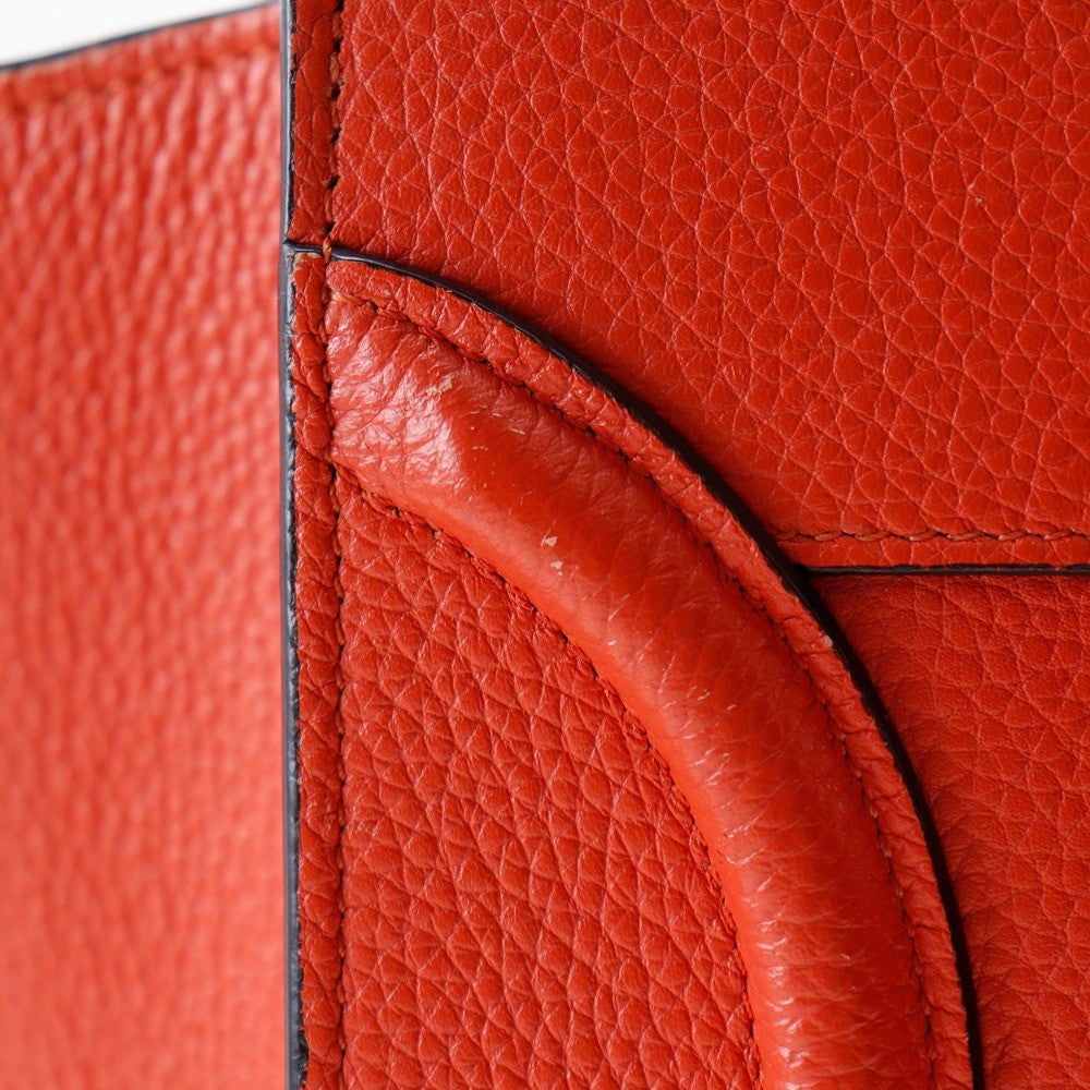 Celine Luggage Grainy Leather Red Calfskin Handbag (Pre-Owned)