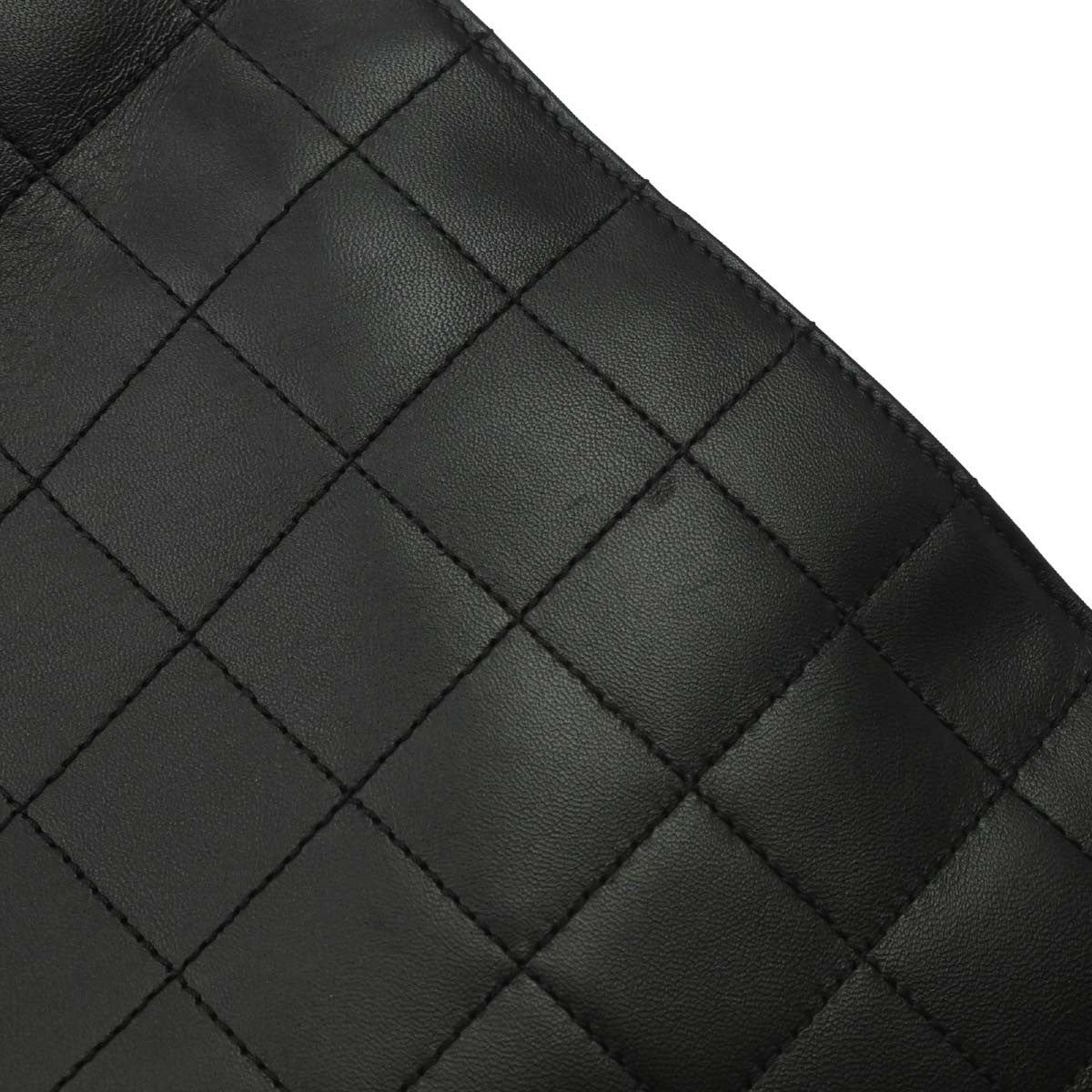 Chanel Chocolate Bar Cc Tote Quilted Leather Black Leather Tote Bag Bag (Pre-Owned)