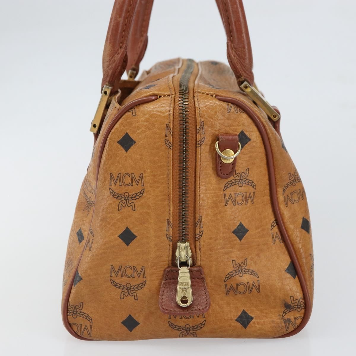 MCM Visetos Logogramme Leather Brown Leather Handbag (Pre-Owned)