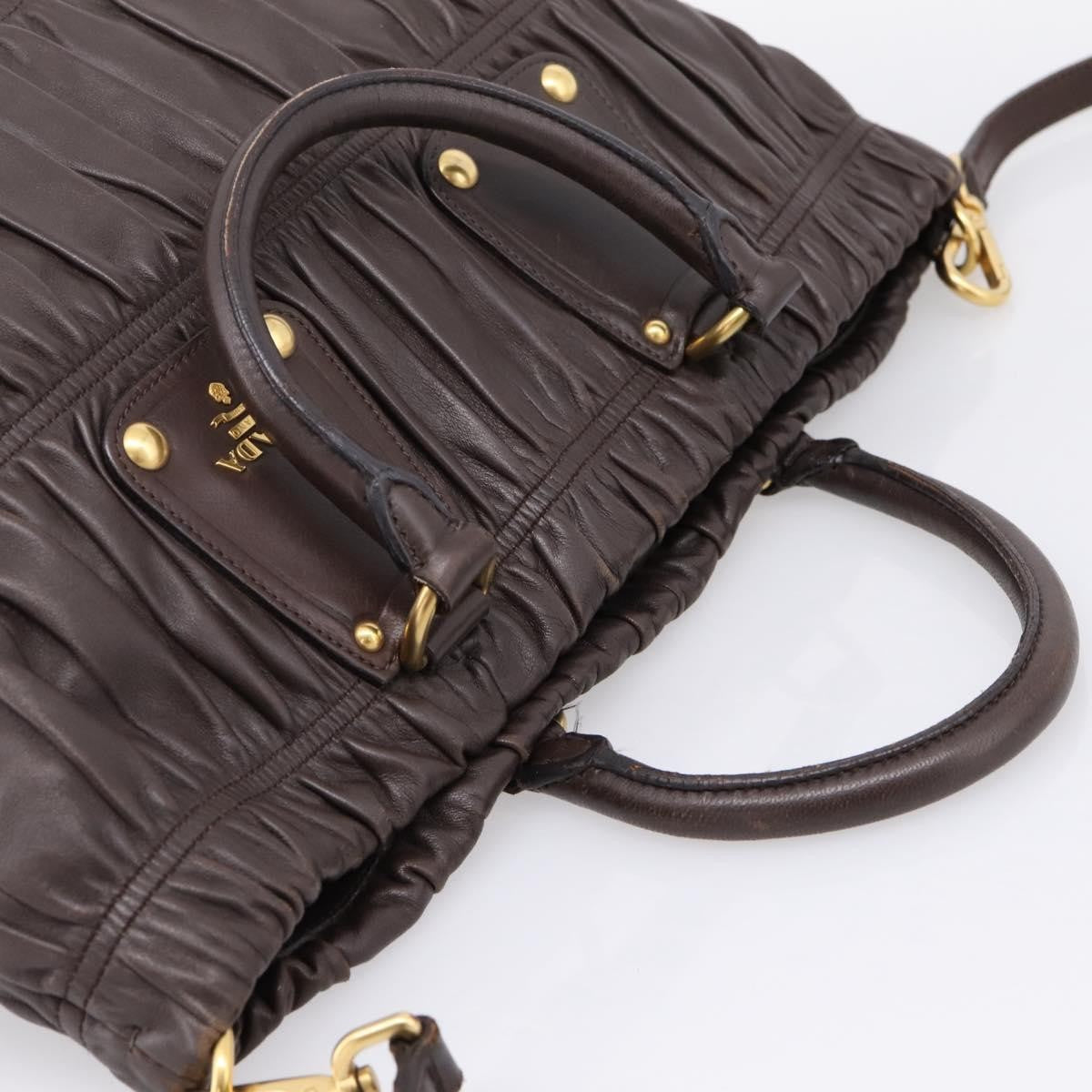 Prada Gaufre Nappa Leather Brown Leather Tote Bag Bag (Pre-Owned)