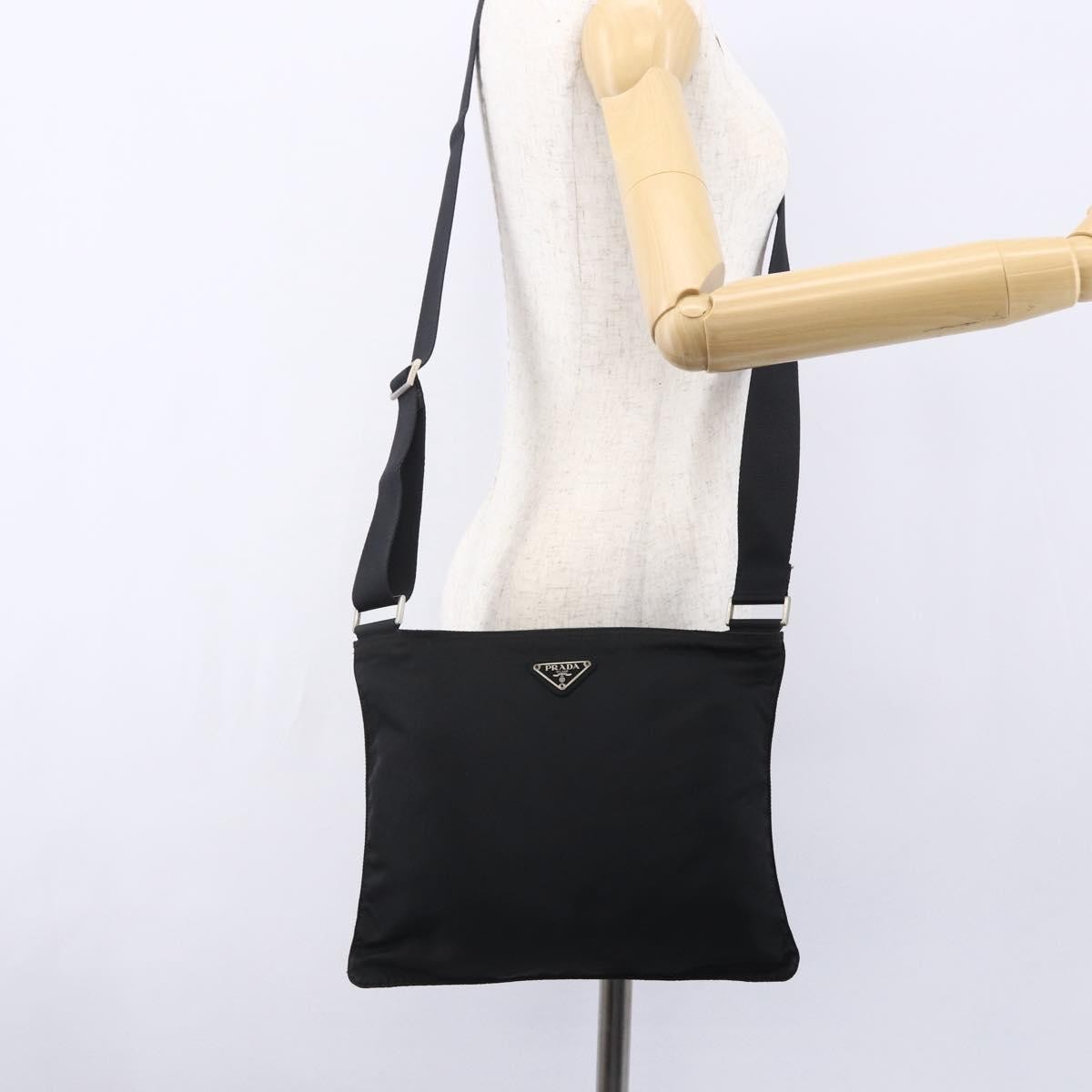 Prada Flat Messenger Tessuto Black Nylon Shoulder Bag Bag (Pre-Owned)