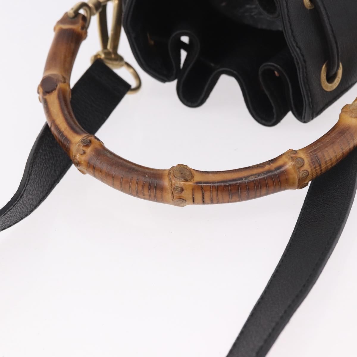 Gucci Vintage Bamboo Bucket Suede And Leather Black Suede Handbag (Pre-Owned)