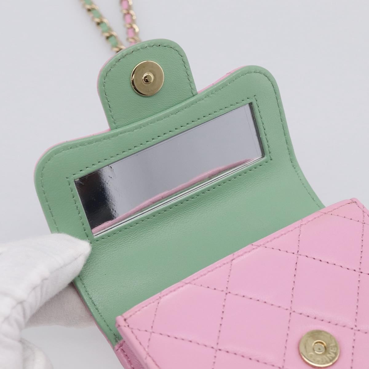 Chanel Square Classic Flap Top Handle Clutch With Chain Quilted Lambskin Pink Leather Clutche & Pouche Bag (Pre-Owned)
